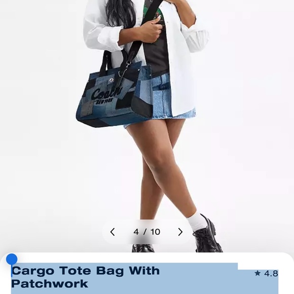 Coach Blue and Black Patchwork Tote - Picture 7 of 8